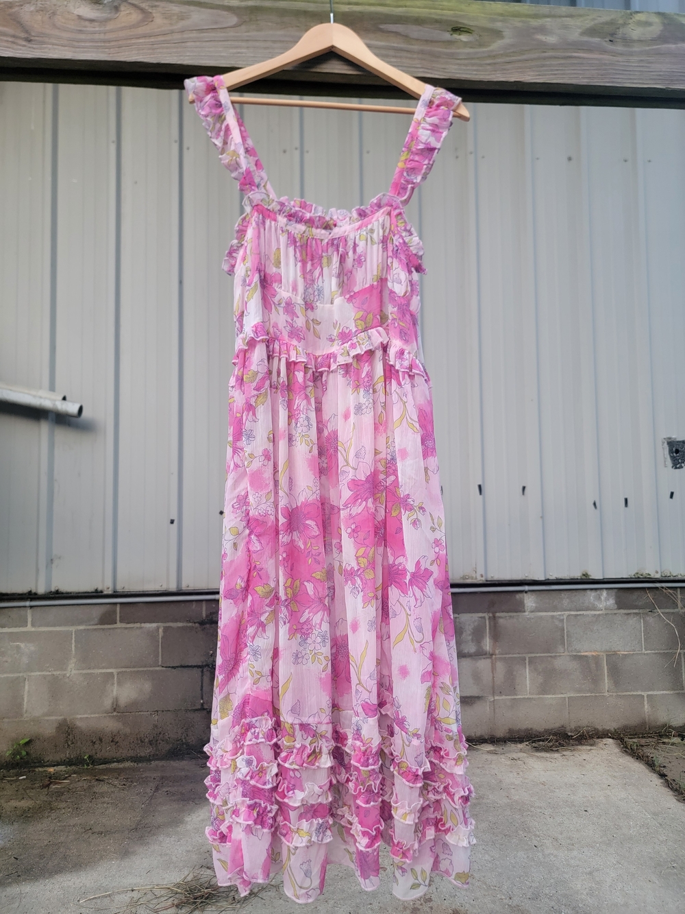 NWT Free People Floral Ruffle Midi Dress Small